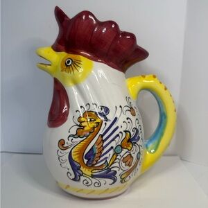 Ceramic Rooster Pitcher Boston Warehouse Italian Dragon Design Made in Thailand